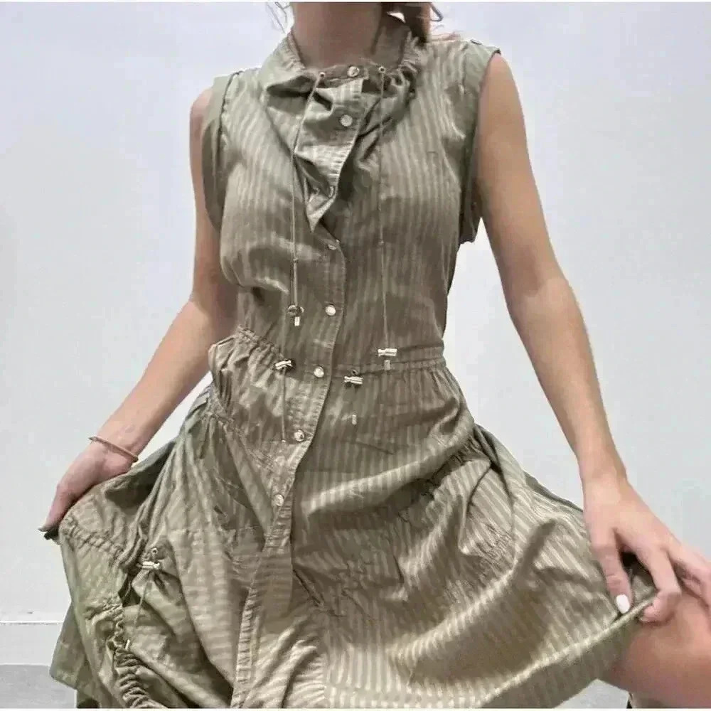 Karen Millen Khaki Safari Toggle Lagen Style Dress - size 8
